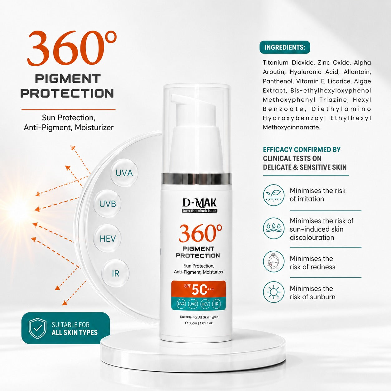 D-MAK 360° Pigment Protection Sunscreen SPF 50 PA+++