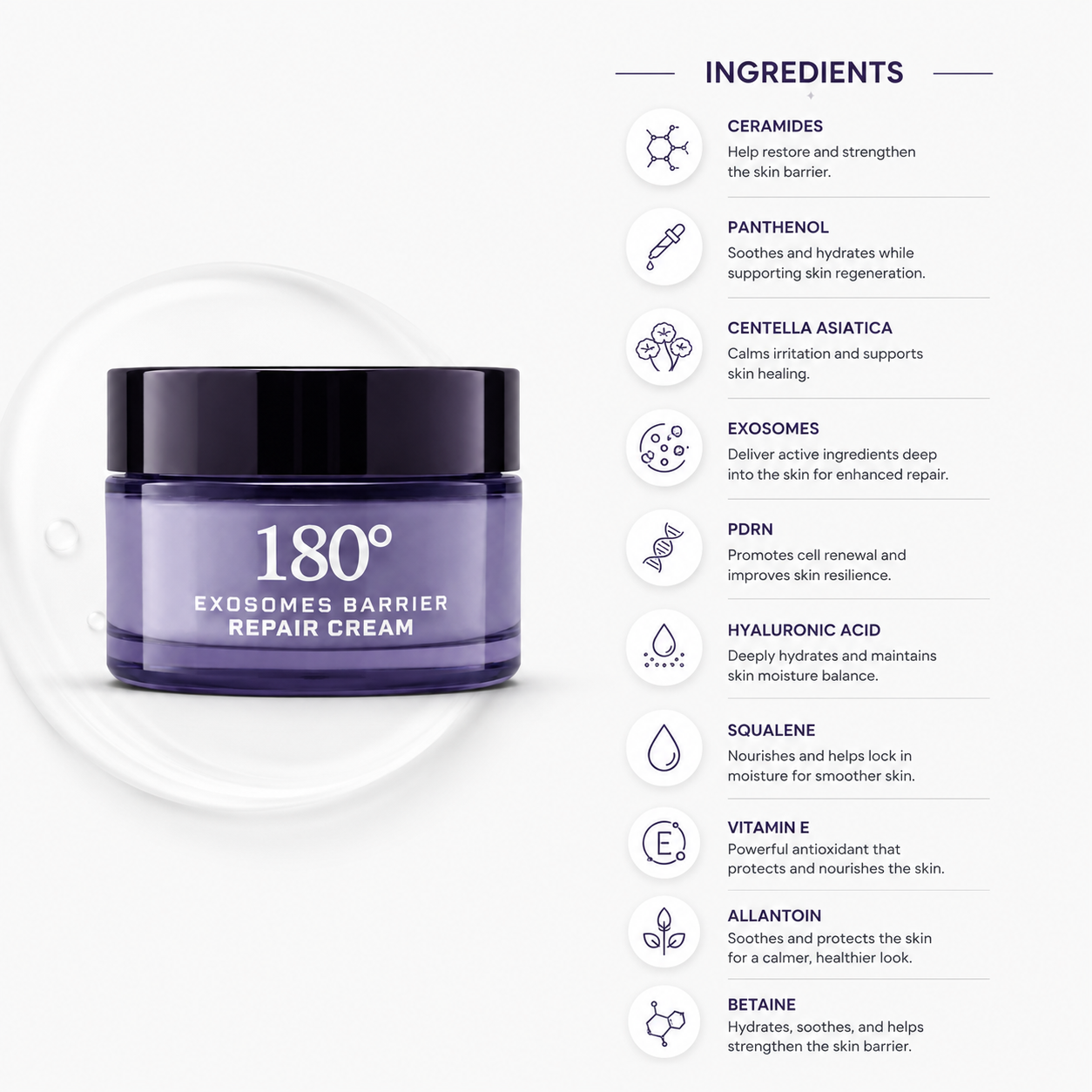 MAK 180°  Exosomes Barrier Repair Cream Ingridient