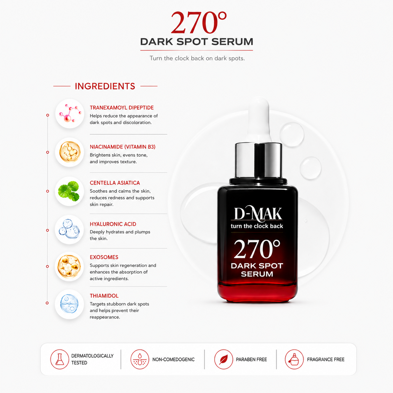 MAK 270 Degree Dark Spot Serum Ingridient