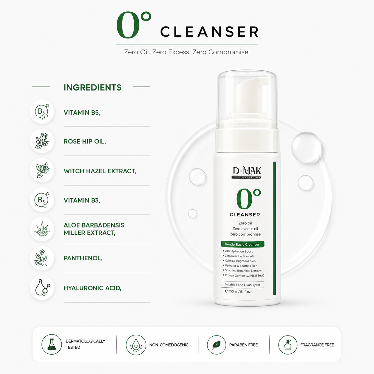 MAK 0° Facial Cleanser key ingridient