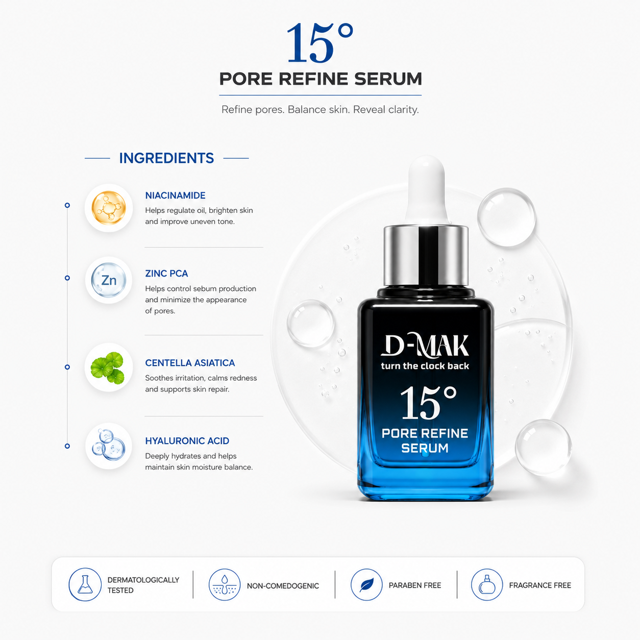 MAK 15 Degree Pore Refine Serum Ingridient